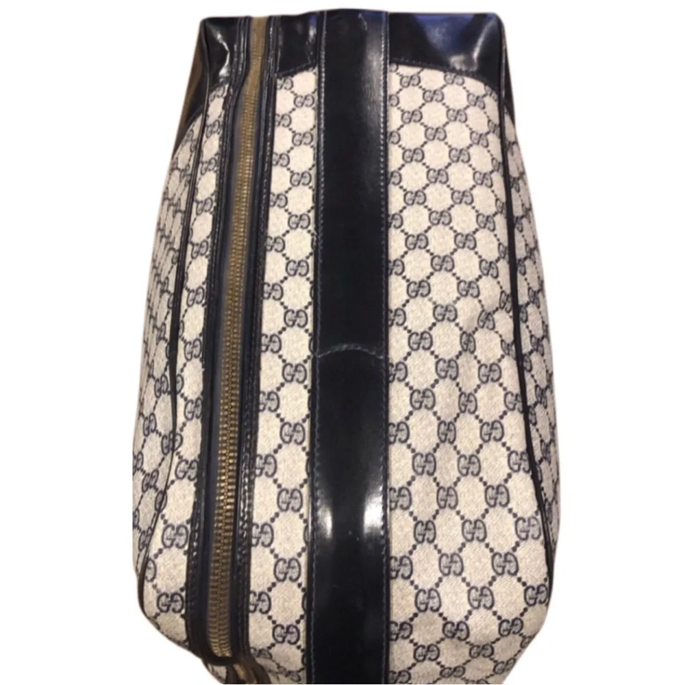 GUCCI SUPREME Sherry Line Navy GG Web Monogram Navy Suitcase COA